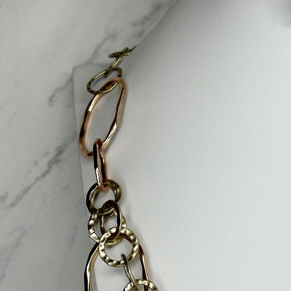 Chicos Chunky Hammered Metal Chain Link Statement Necklace ✨ - Picture 7 of 10